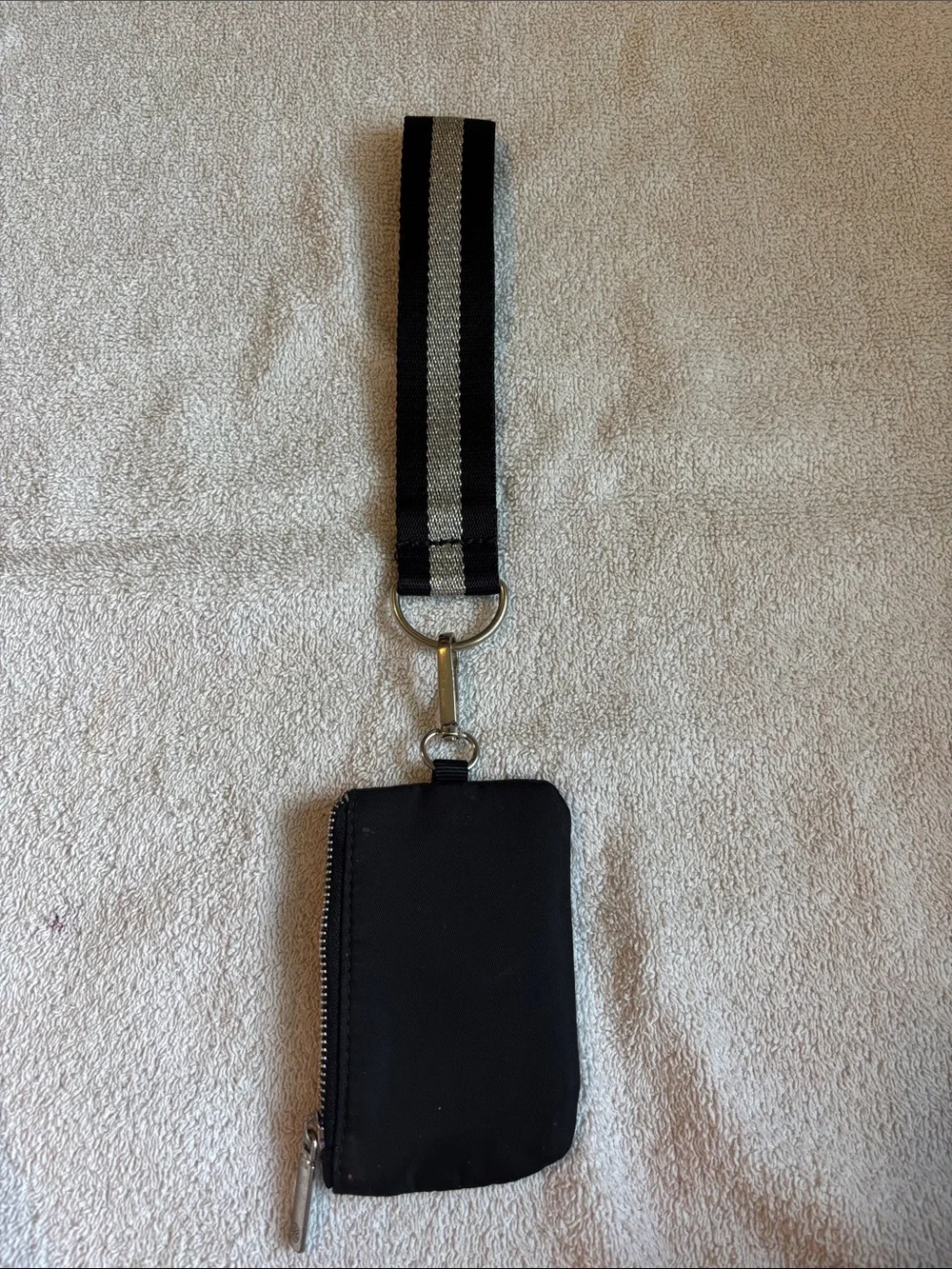 T.J.Maxx Black and Silver Wristlet Keychain Pouch